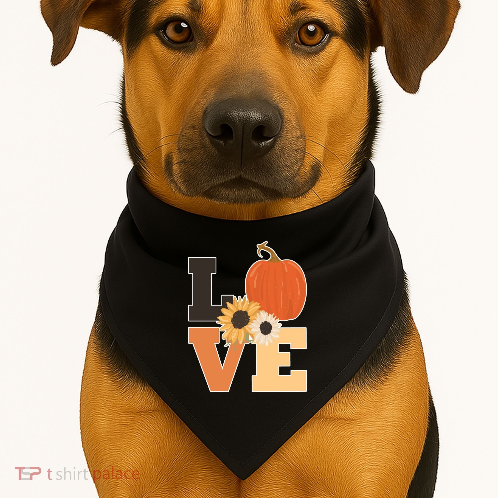 LOVE Halloween Autumn Floral USA-Made Doggie Bandana