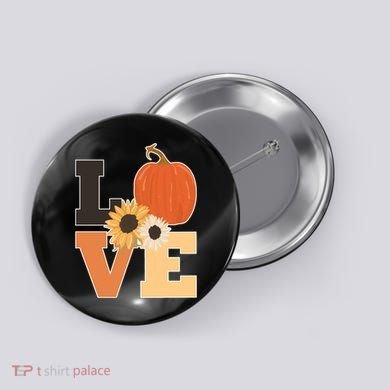 LOVE Halloween Autumn Floral Button