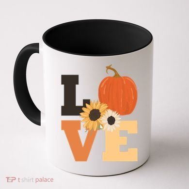LOVE Halloween Autumn Floral Coffee Mug
