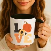 LOVE Halloween Autumn Floral Coffee Mug thumb 3