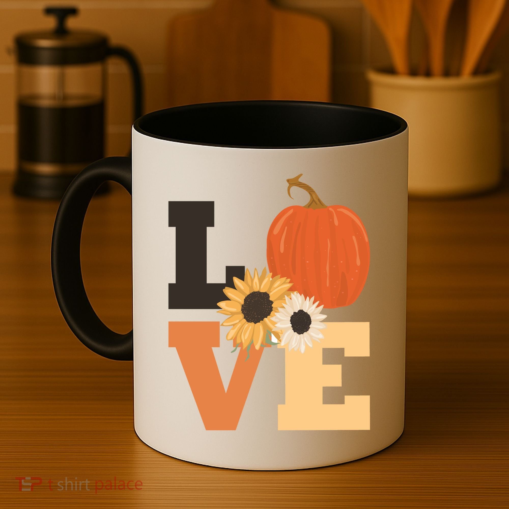 LOVE Halloween Autumn Floral Coffee Mug