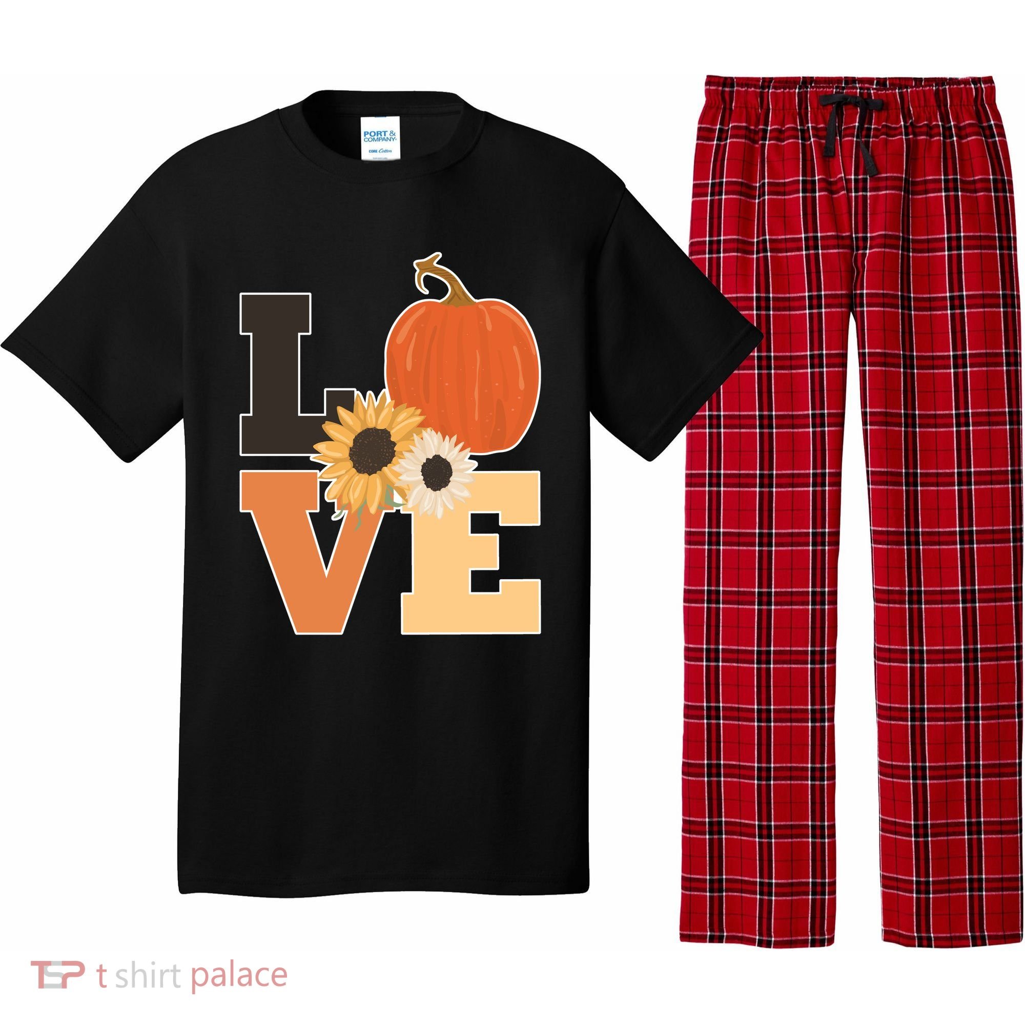 LOVE Halloween Autumn Floral Pajama Set