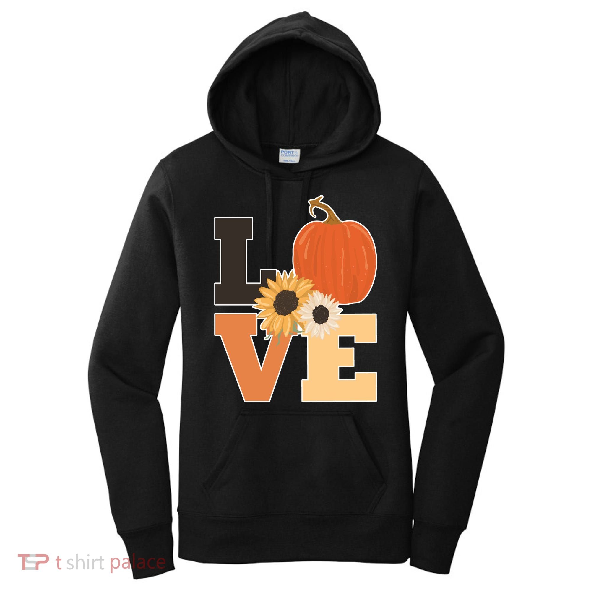 LOVE Halloween Autumn Floral Women's Hoodie