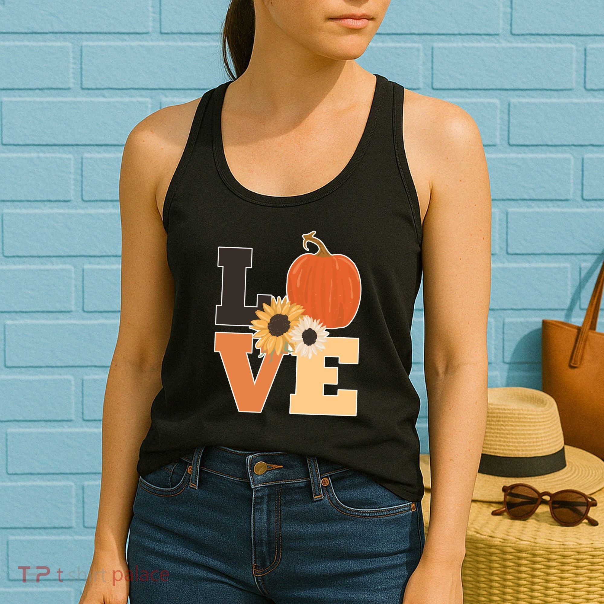 LOVE Halloween Autumn Floral Women's Tank Top