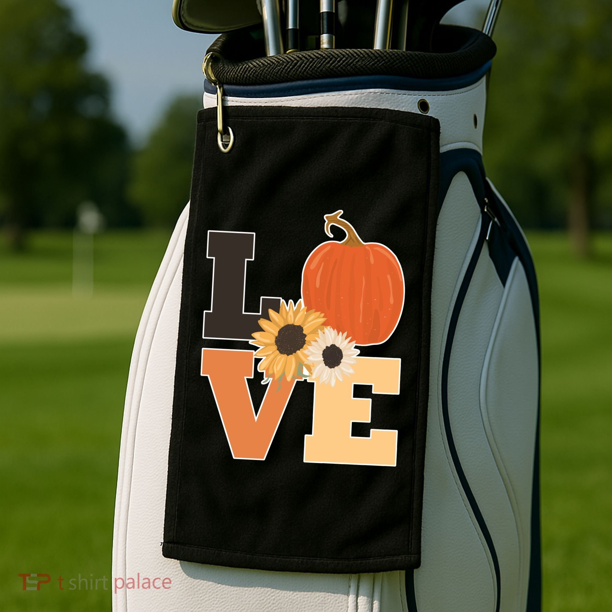 LOVE Halloween Autumn Floral Golf Towel