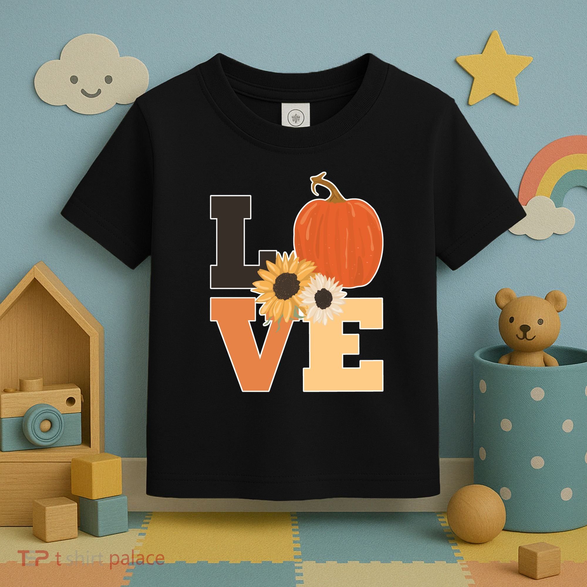 LOVE Halloween Autumn Floral Toddler T-Shirt