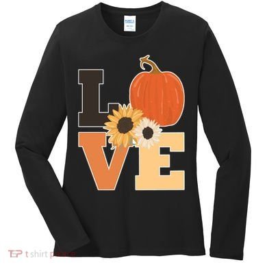 LOVE Halloween Autumn Floral Women's Long Sleeve Shirt