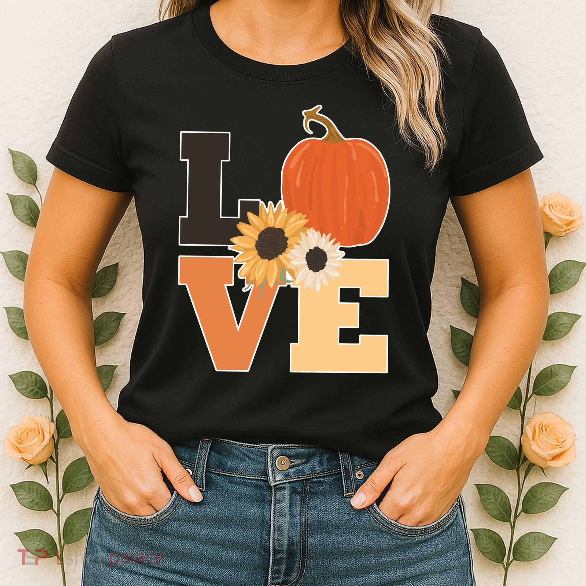 LOVE Halloween Autumn Floral Women's T-Shirt