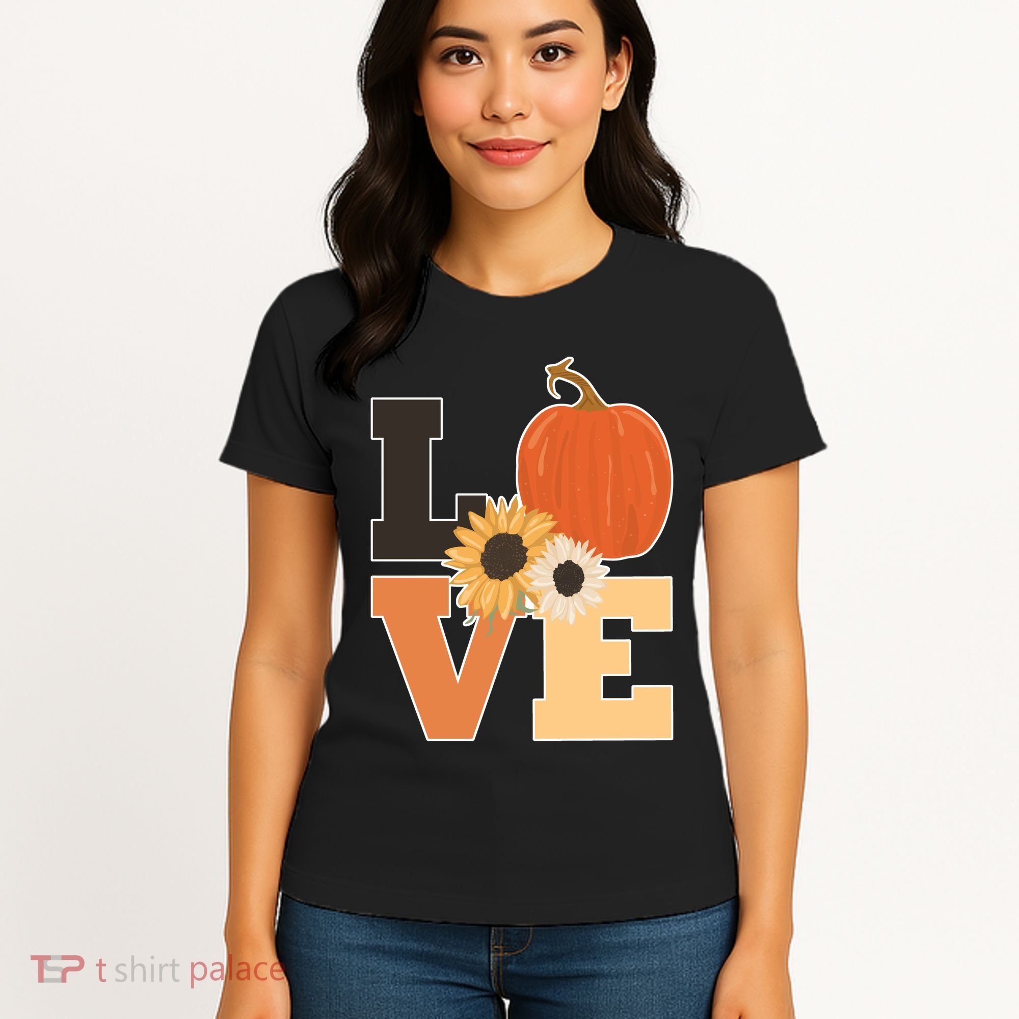 LOVE Halloween Autumn Floral Women's T-Shirt