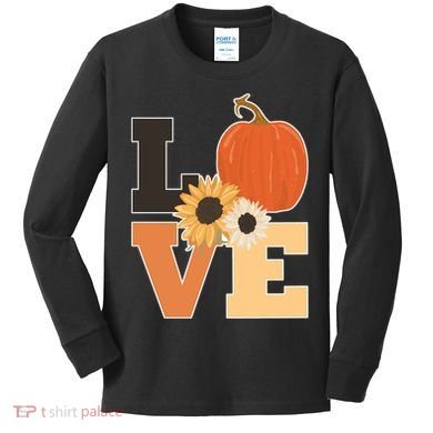 LOVE Halloween Autumn Floral Kids Long Sleeve Shirt