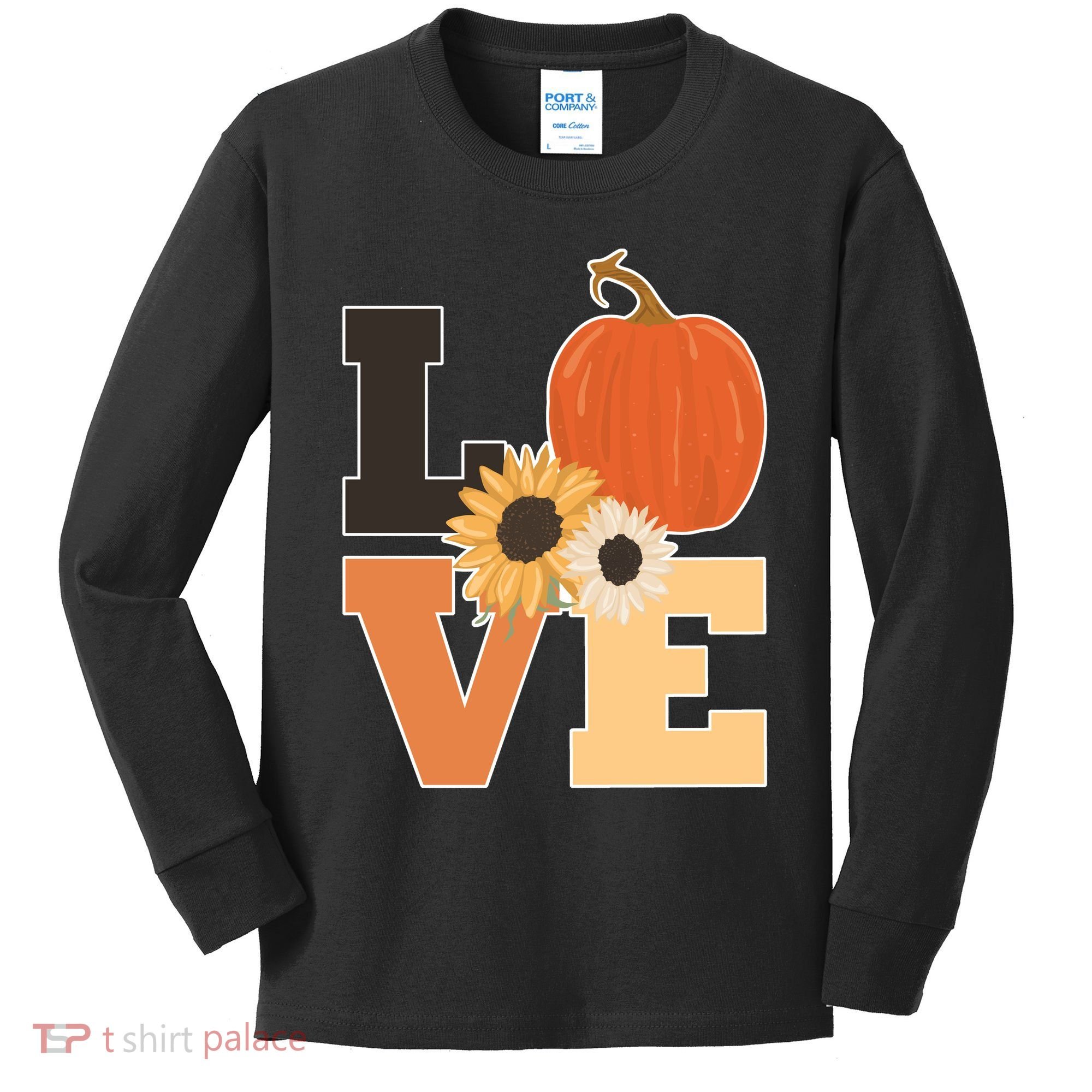 LOVE Halloween Autumn Floral Kids Long Sleeve Shirt