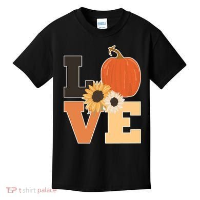 LOVE Halloween Autumn Floral Kids T-Shirt