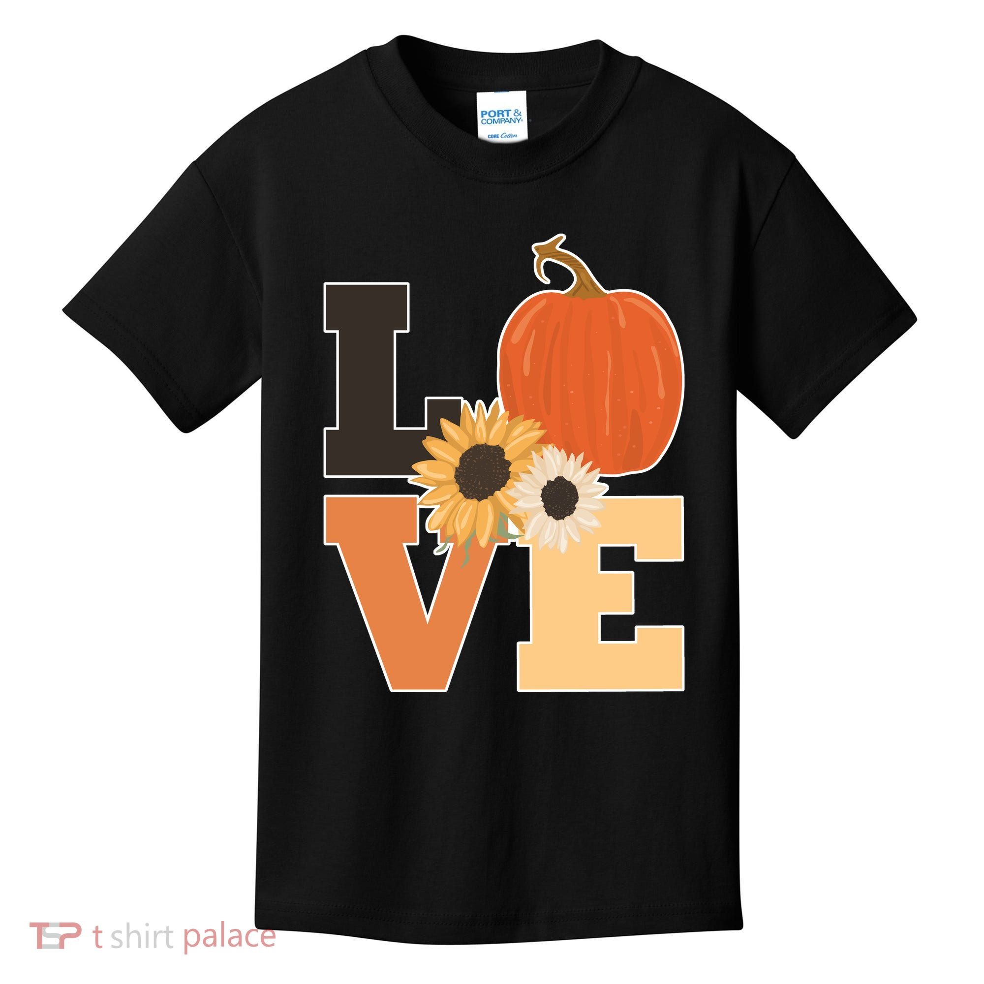 LOVE Halloween Autumn Floral Kids T-Shirt