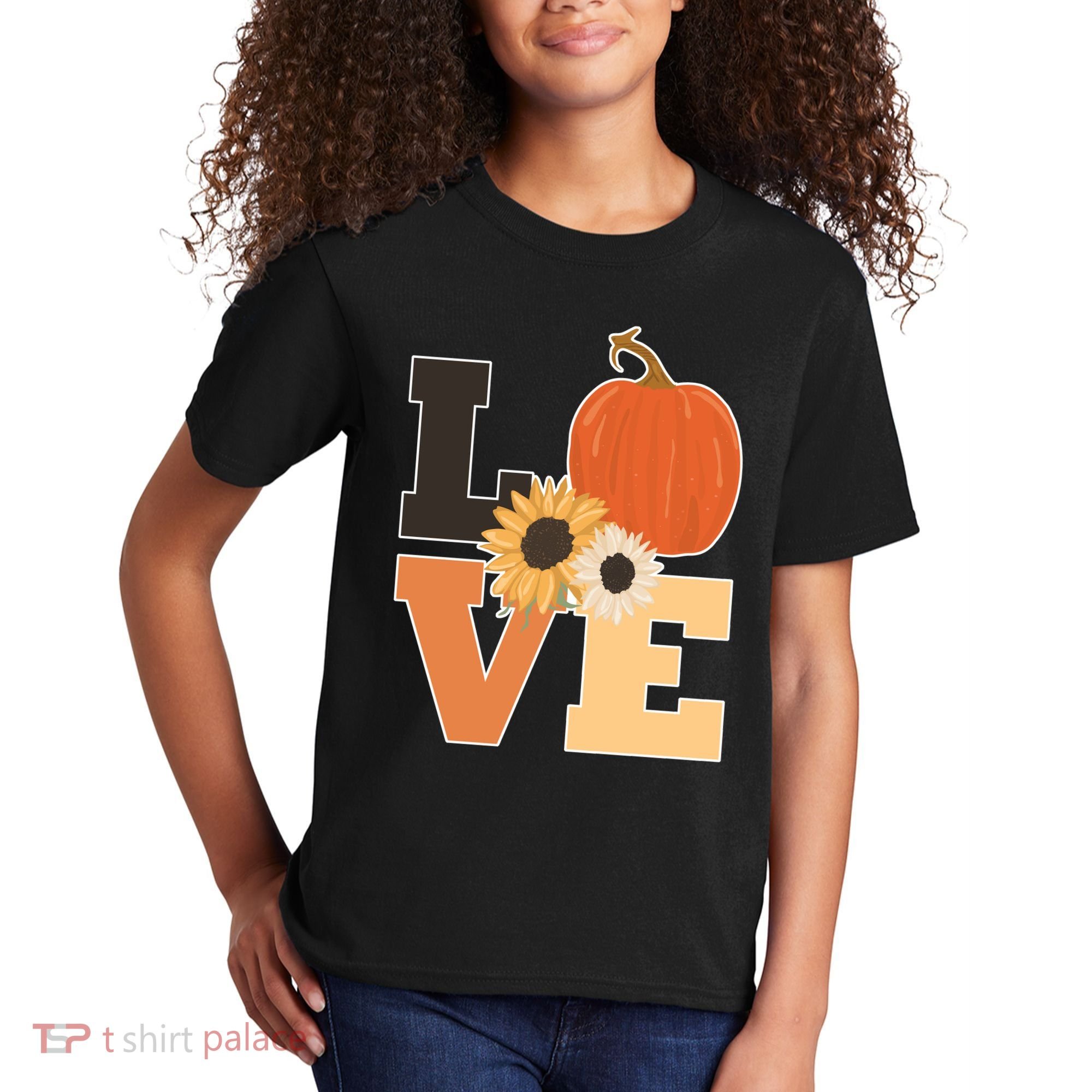 LOVE Halloween Autumn Floral Kids T-Shirt