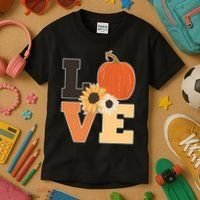 LOVE Halloween Autumn Floral Kids T-Shirt thumb 3