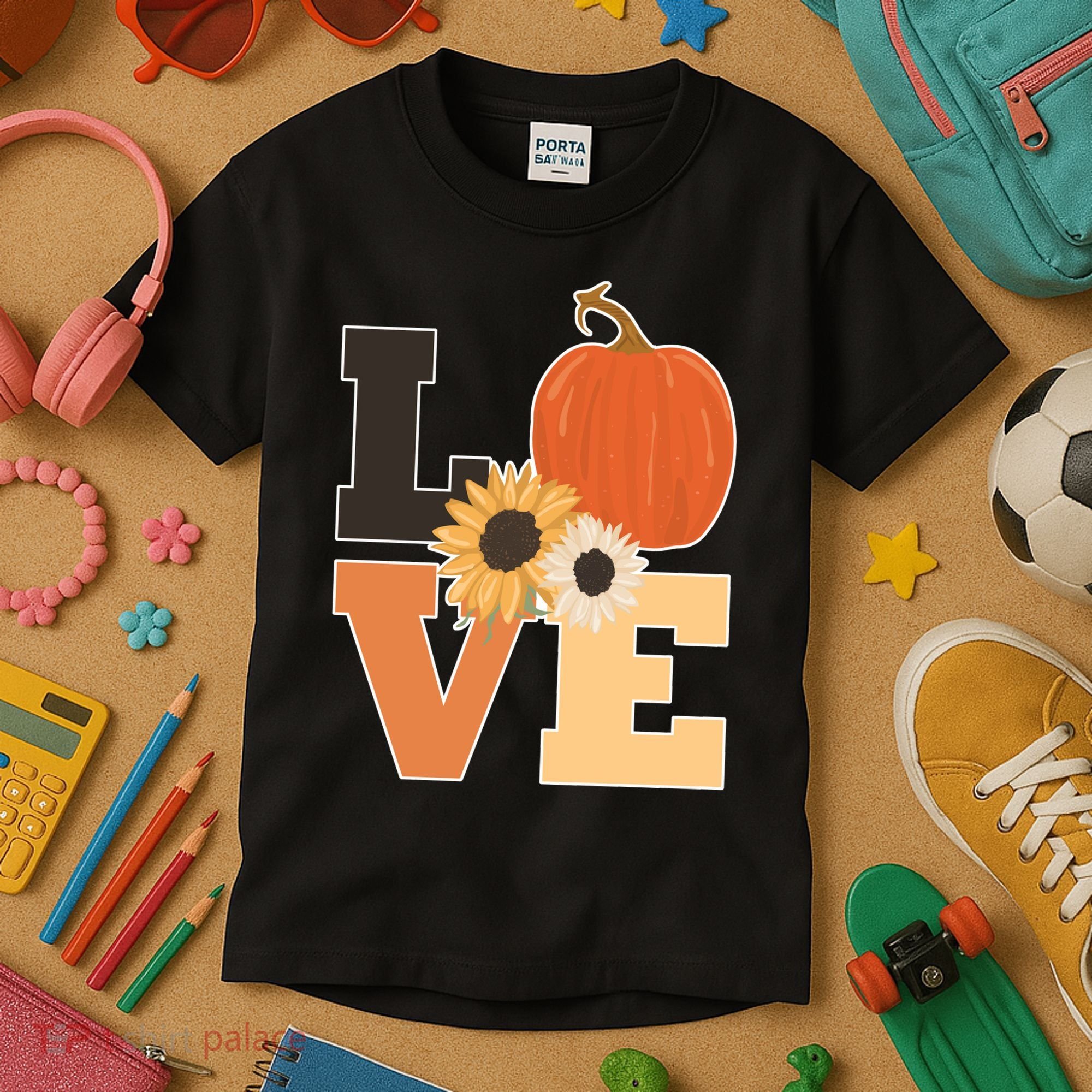 LOVE Halloween Autumn Floral Kids T-Shirt