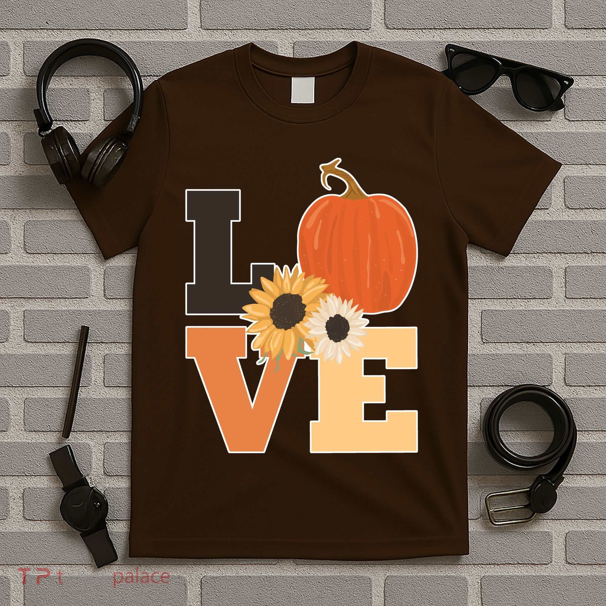 LOVE Halloween Autumn Floral T-Shirt