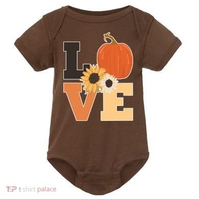 LOVE Halloween Autumn Floral Baby Bodysuit