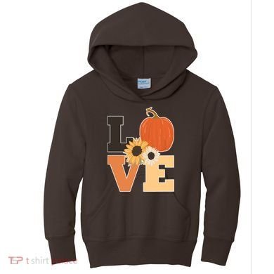 LOVE Halloween Autumn Floral Kids Hoodie