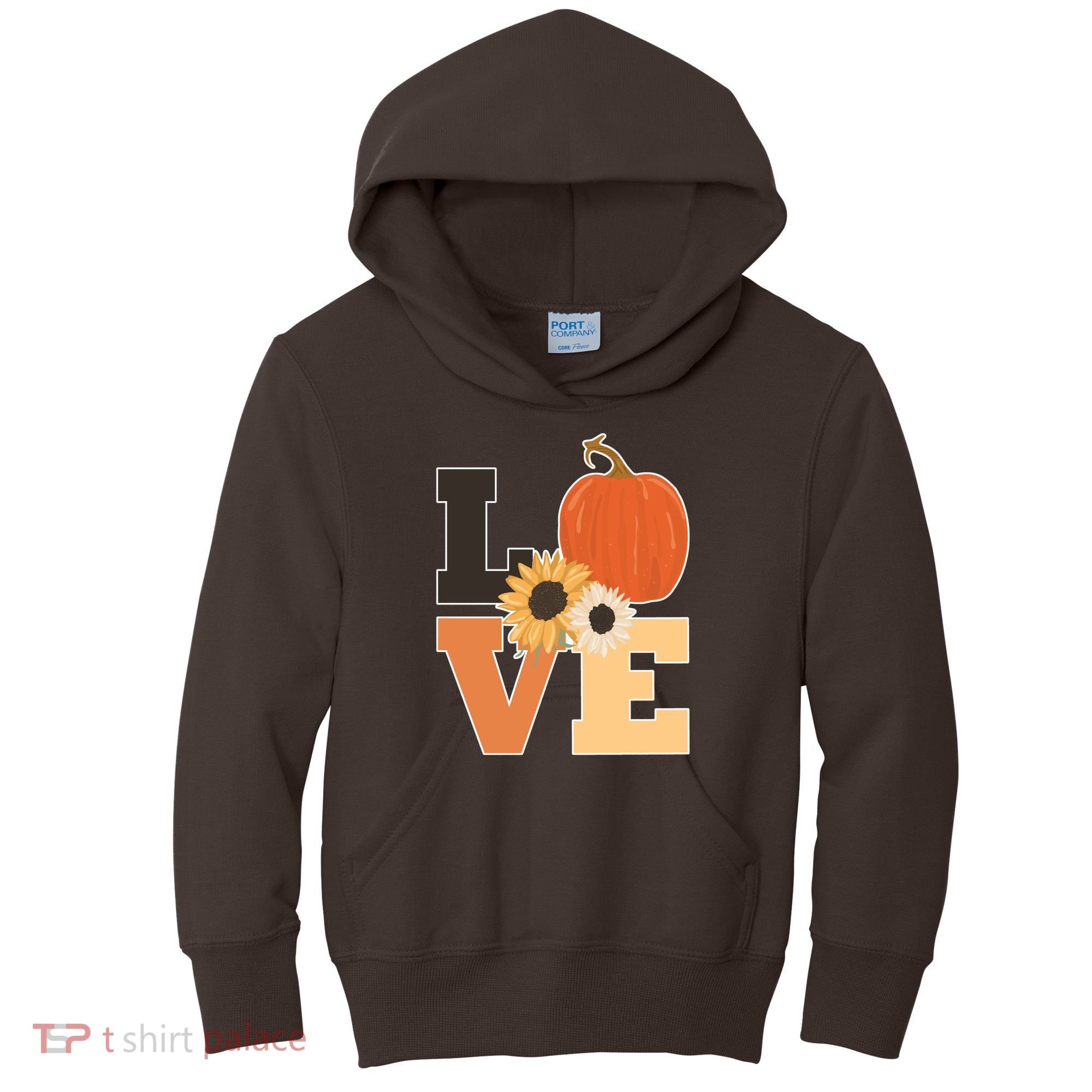 LOVE Halloween Autumn Floral Kids Hoodie