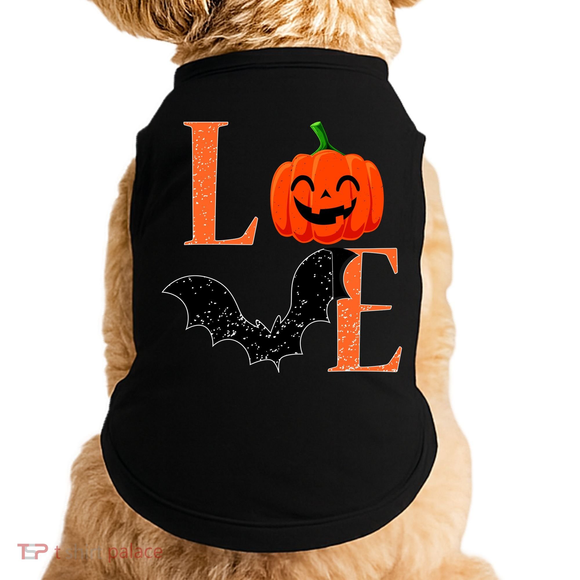 Love Halloween Pumpkin Bat Doggie Tank