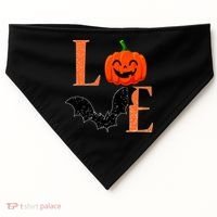 Love Halloween Pumpkin Bat USA-Made Doggie Bandana thumb 0