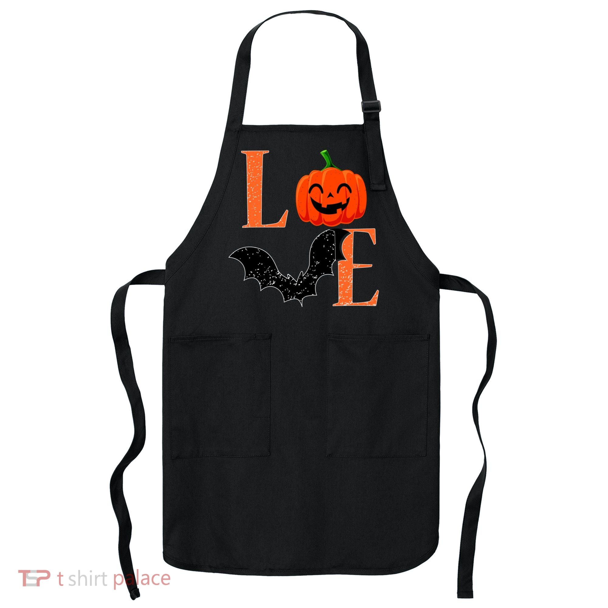 Love Halloween Pumpkin Bat Apron