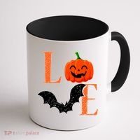 Love Halloween Pumpkin Bat Coffee Mug thumb 1