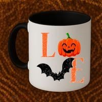 Love Halloween Pumpkin Bat Coffee Mug thumb 2