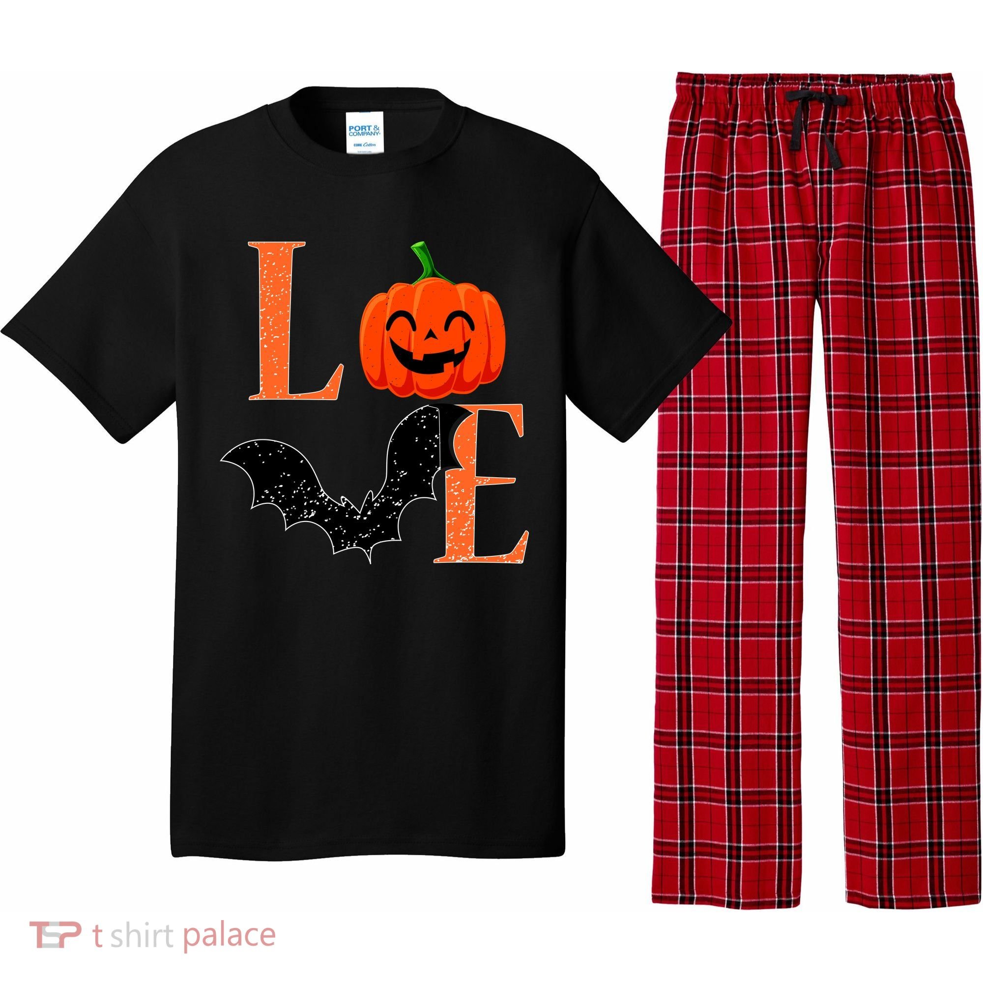 Love Halloween Pumpkin Bat Pajama Set