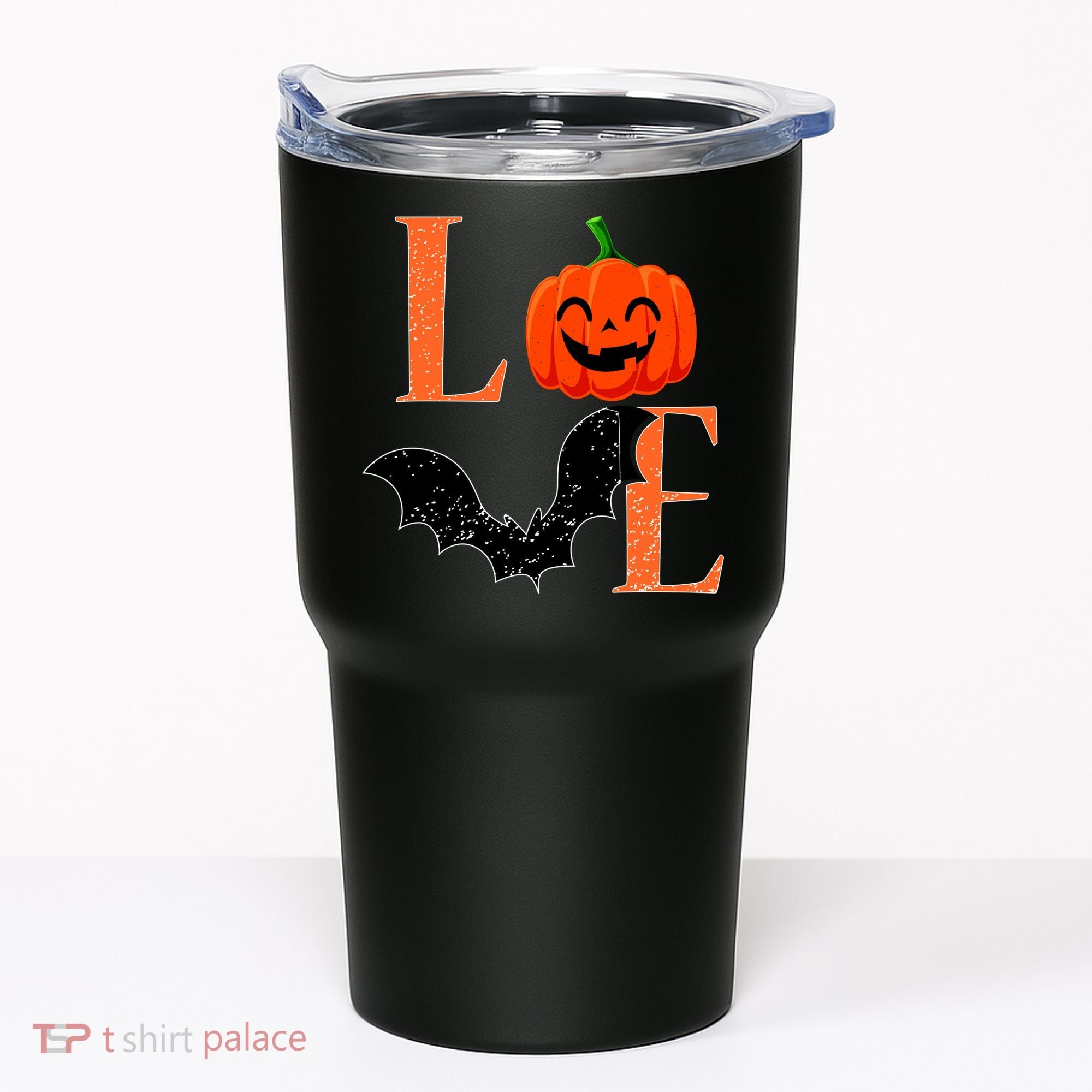 Love Halloween Pumpkin Bat Tumbler