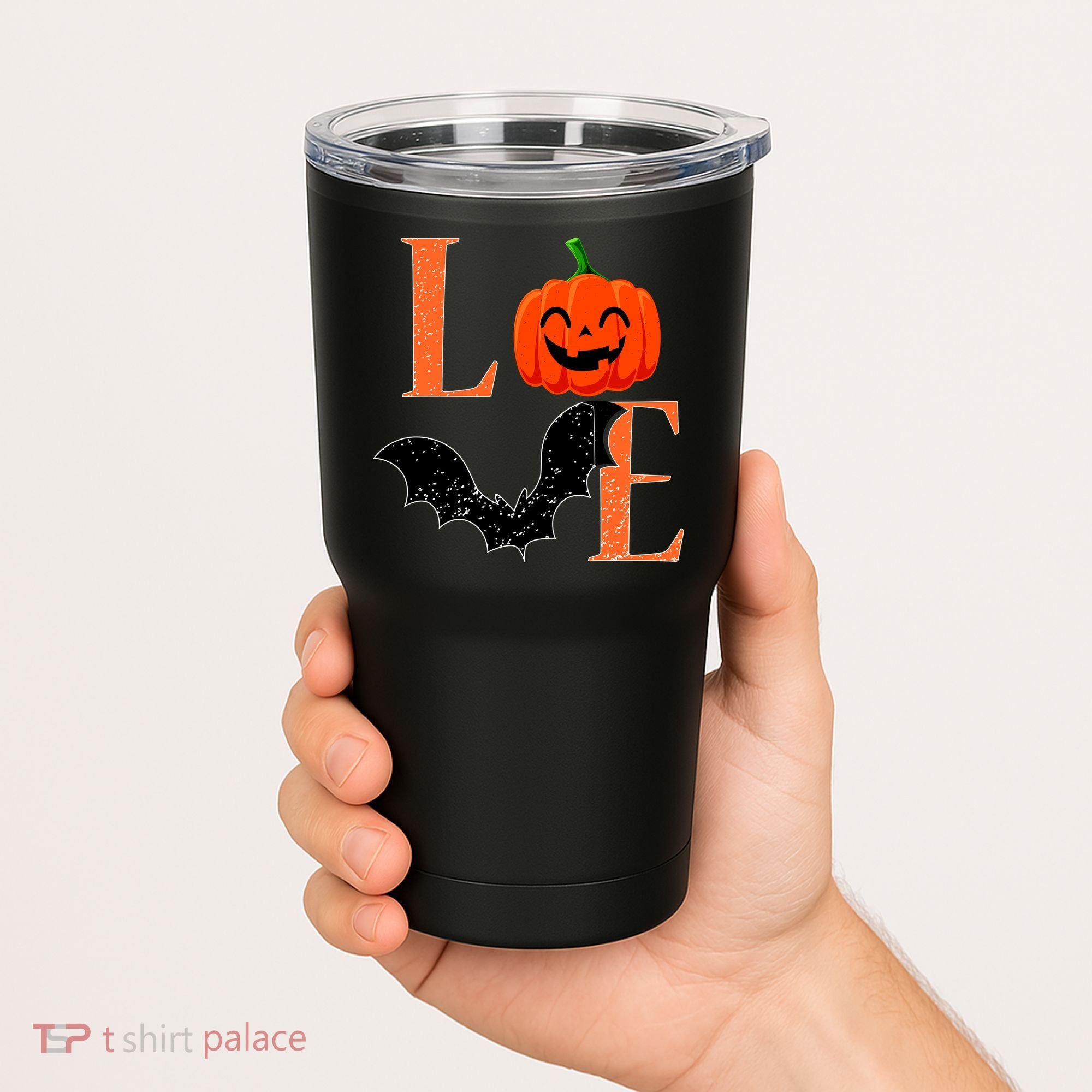 Love Halloween Pumpkin Bat Tumbler