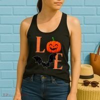 Love Halloween Pumpkin Bat Women's Tank Top thumb 2
