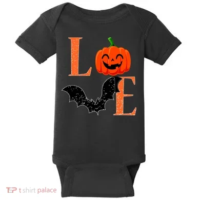 Love Halloween Pumpkin Bat Baby Bodysuit
