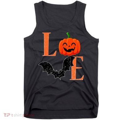Love Halloween Pumpkin Bat Tank Top