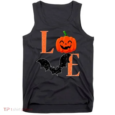 Love Halloween Pumpkin Bat Tank Top
