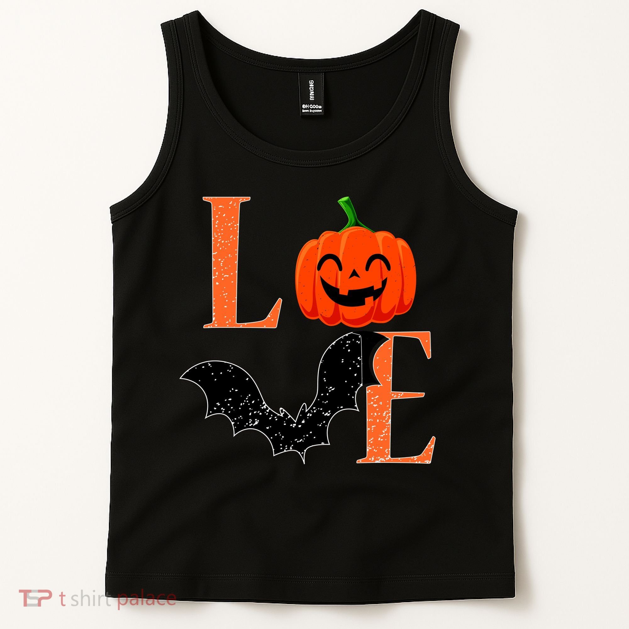 Love Halloween Pumpkin Bat Tank Top