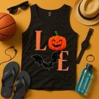Love Halloween Pumpkin Bat Tank Top thumb 4