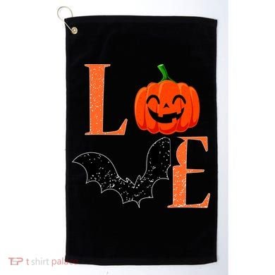 Love Halloween Pumpkin Bat Golf Towel
