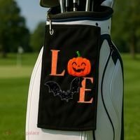 Love Halloween Pumpkin Bat Golf Towel thumb 2