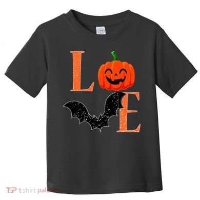 Love Halloween Pumpkin Bat Toddler T-Shirt