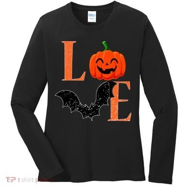 Love Halloween Pumpkin Bat Women's Long Sleeve Shirt