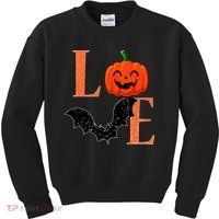 Love Halloween Pumpkin Bat Kids Sweatshirt thumb 0