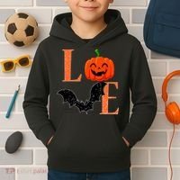 Love Halloween Pumpkin Bat Kids Hoodie thumb 2