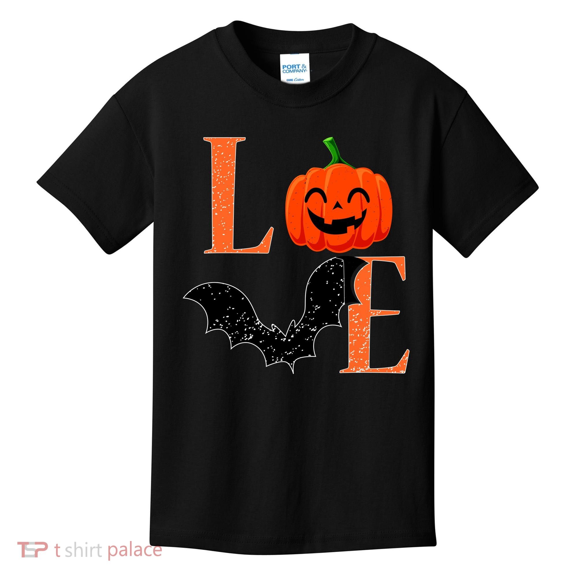 Love Halloween Pumpkin Bat Kids T-Shirt