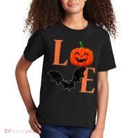 Love Halloween Pumpkin Bat Kids T-Shirt thumb 2