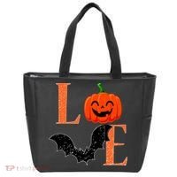 Love Halloween Pumpkin Bat Tote Bag thumb 0