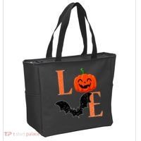 Love Halloween Pumpkin Bat Tote Bag thumb 2
