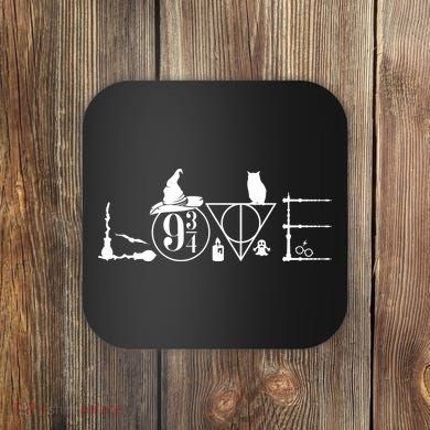Love Halloween Witch Craft Wizard Logo Coaster