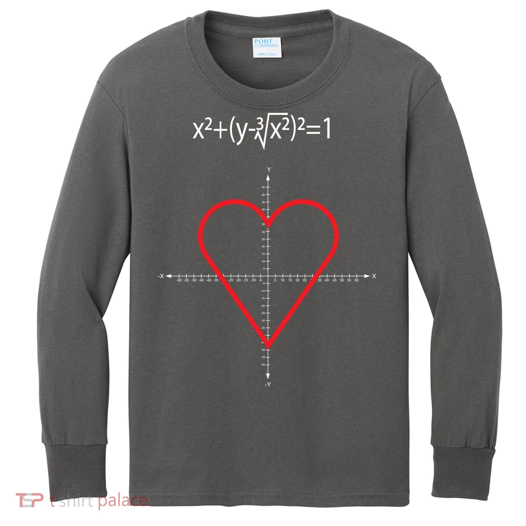 Love Heart Math Equation Kids Long Sleeve Shirt